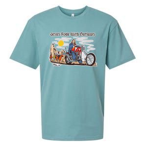 Jesus Rode With Outlaws Cowgirl Cowboy Jesus Christian Jesus Rode Sueded Cloud Jersey T-Shirt