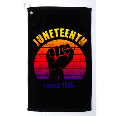 Juneteenth Since 1865 With Pan African Flag And Fist Gift Platinum Collection Golf Towel