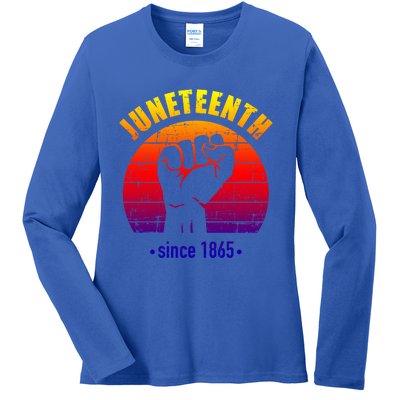 Juneteenth Since 1865 With Pan African Flag And Fist Gift Ladies Long Sleeve Shirt