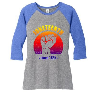 Juneteenth Since 1865 With Pan African Flag And Fist Gift Women's Tri-Blend 3/4-Sleeve Raglan Shirt