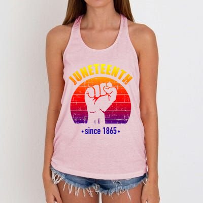 Juneteenth Since 1865 With Pan African Flag And Fist Gift Women's Knotted Racerback Tank