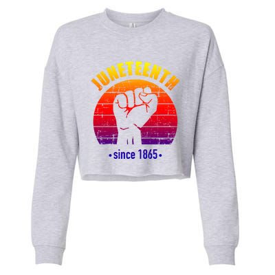 Juneteenth Since 1865 With Pan African Flag And Fist Gift Cropped Pullover Crew