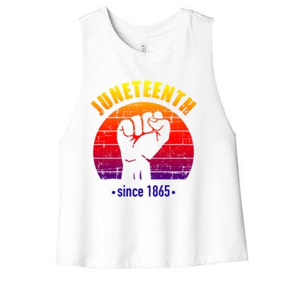 Juneteenth Since 1865 With Pan African Flag And Fist Gift Women's Racerback Cropped Tank