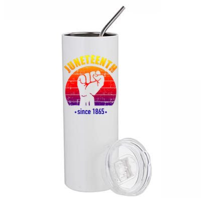 Juneteenth Since 1865 With Pan African Flag And Fist Gift Stainless Steel Tumbler