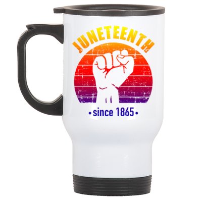 Juneteenth Since 1865 With Pan African Flag And Fist Gift Stainless Steel Travel Mug