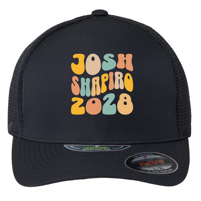 Josh Shaprio 2028 for President Resist Wavy Groovy Election Flexfit Unipanel Trucker Cap