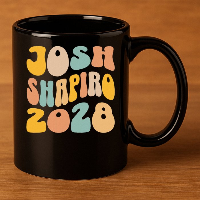 Josh Shaprio 2028 for President Resist Wavy Groovy Election 11oz C Handle Ceramic Mug
