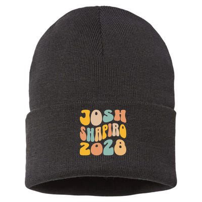 Josh Shaprio 2028 for President Resist Wavy Groovy Election Sustainable Knit Beanie