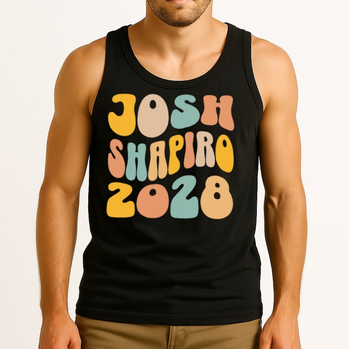 Josh Shaprio 2028 for President Resist Wavy Groovy Election Tank Top