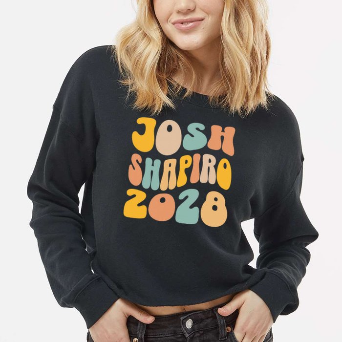 Josh Shaprio 2028 for President Resist Wavy Groovy Election Cropped Pullover Crew