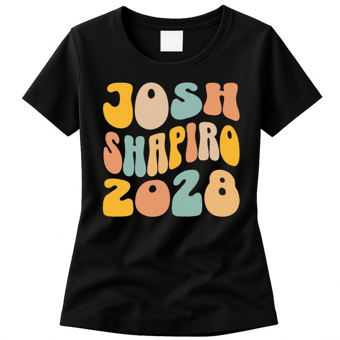 Josh Shaprio 2028 for President Resist Wavy Groovy Election Womens T-Shirt