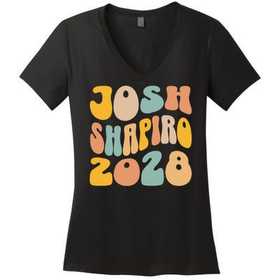 Josh Shaprio 2028 for President Resist Wavy Groovy Election Women's V-Neck T-Shirt
