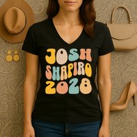 Josh Shaprio 2028 for President Resist Wavy Groovy Election Women's V-Neck T-Shirt