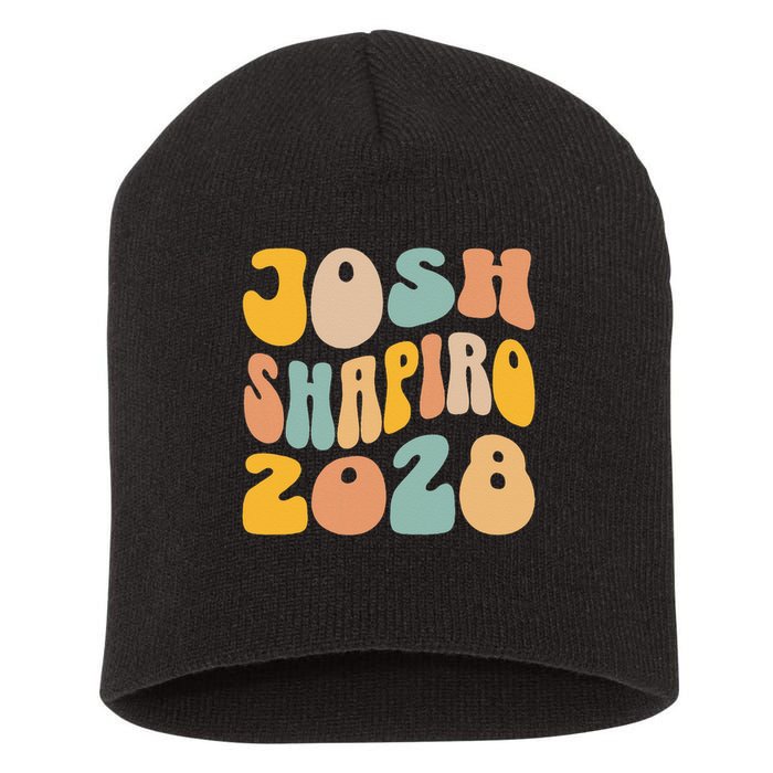 Josh Shaprio 2028 for President Resist Wavy Groovy Election Short Acrylic Beanie