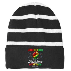 Juneteenth Shirts African American Freedom 1865 Striped Beanie with Solid Band