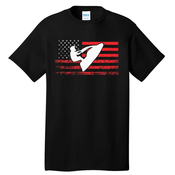 Jet Ski American Flag Funny Jet Skiing Gifts Tall T-Shirt