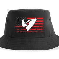 Jet Ski American Flag Funny Jet Skiing Gifts Sustainable Bucket Hat