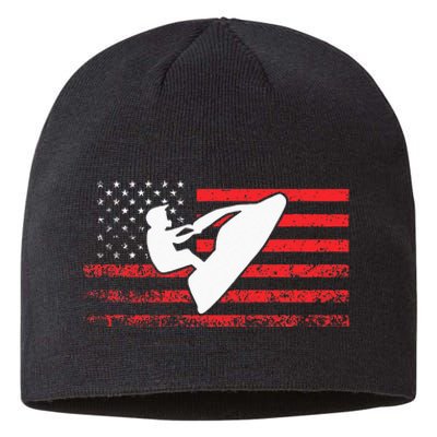 Jet Ski American Flag Funny Jet Skiing Gifts Sustainable Beanie