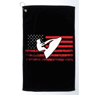 Jet Ski American Flag Funny Jet Skiing Gifts Platinum Collection Golf Towel