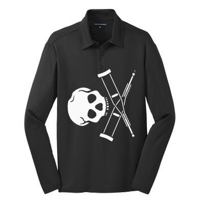 Jackass Skull And Crutches Silk Touch Performance Long Sleeve Polo