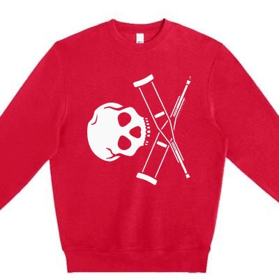 Jackass Skull And Crutches Premium Crewneck Sweatshirt