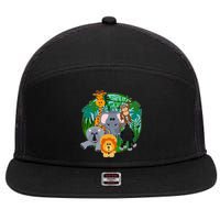 Jungle Safari Animals 7 Panel Mesh Trucker Snapback Hat