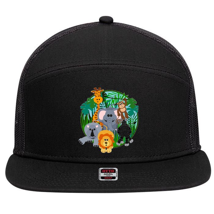 Jungle Safari Animals 7 Panel Mesh Trucker Snapback Hat