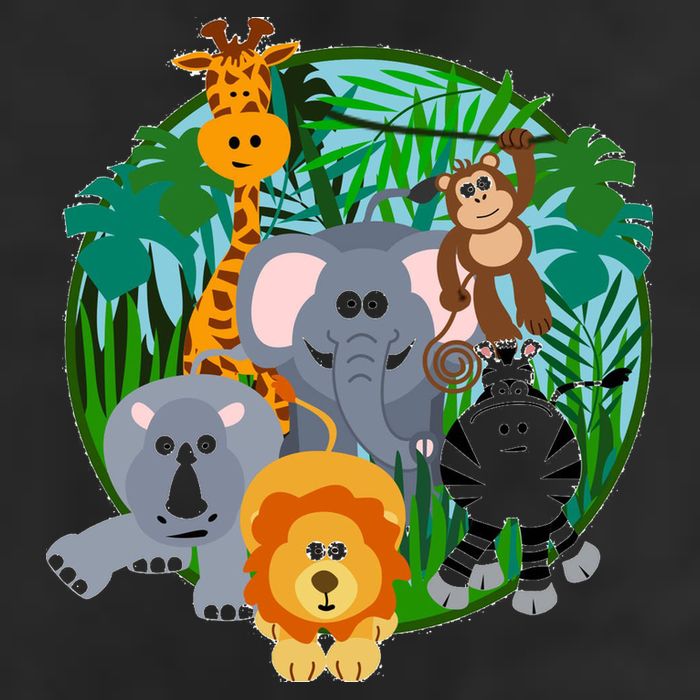 Jungle Safari Animals 7 Panel Mesh Trucker Snapback Hat
