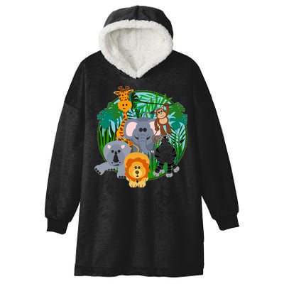 Jungle Safari Animals Hooded Wearable Blanket
