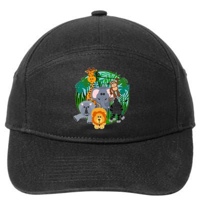 Jungle Safari Animals 7-Panel Snapback Hat