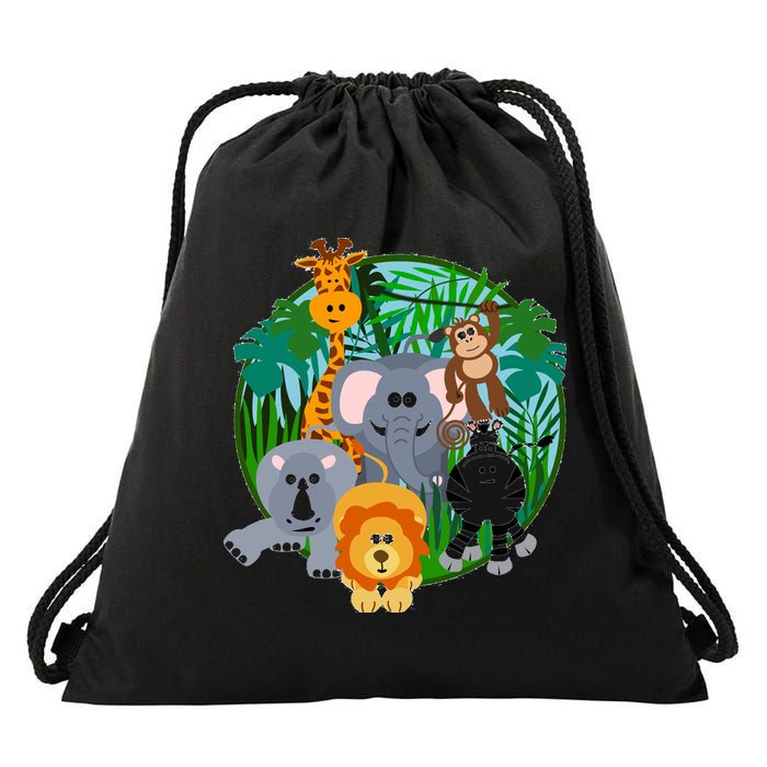 Jungle Safari Animals Drawstring Bag