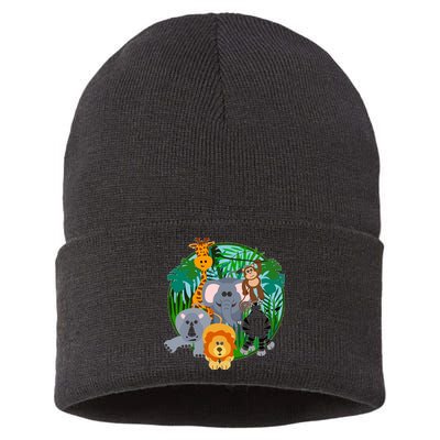 Jungle Safari Animals Sustainable Knit Beanie