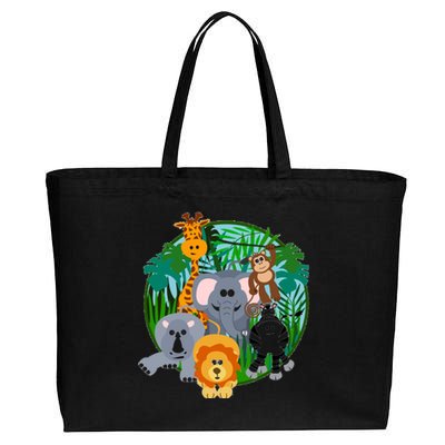 Jungle Safari Animals Cotton Canvas Jumbo Tote