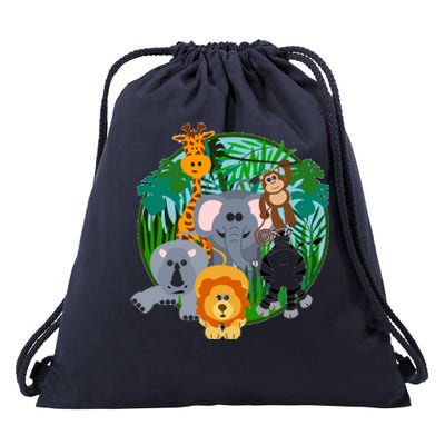 Jungle Safari Animals Drawstring Bag