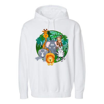 Jungle Safari Animals Garment-Dyed Fleece Hoodie