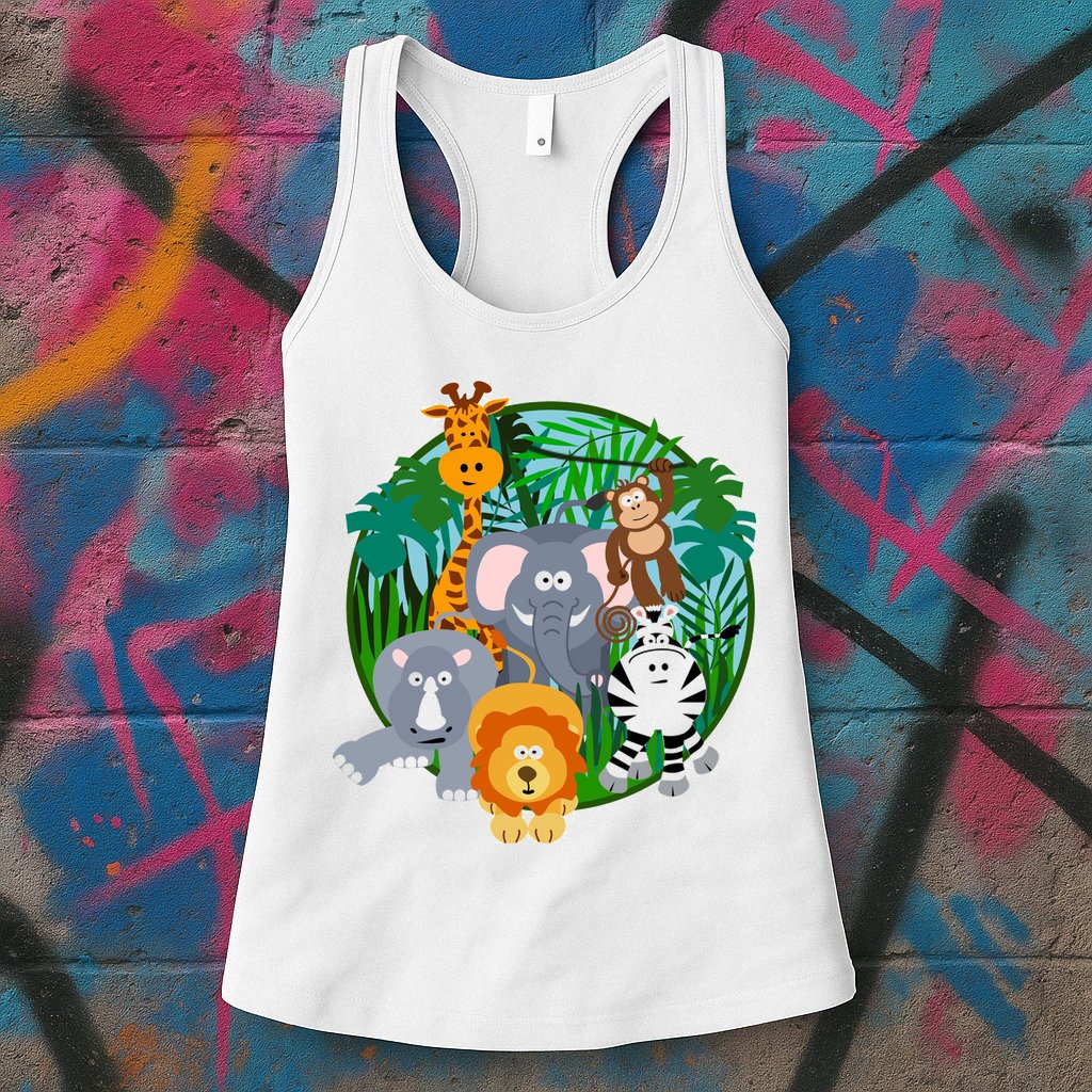Jungle Safari Animals Womens Tank Top