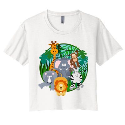 Jungle Safari Animals Crop Top