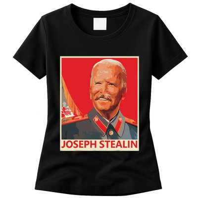 Joseph Stealin Anti Joe Biden Funny Shirts Anti Biden Womens T-Shirt