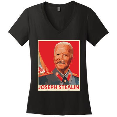 Joseph Stealin Anti Joe Biden Funny Shirts Anti Biden Women's V-Neck T-Shirt