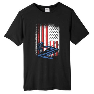 Jet Ski American Flag Jet Ski Lover Water Sports Gift Tall Fusion ChromaSoft Performance T-Shirt