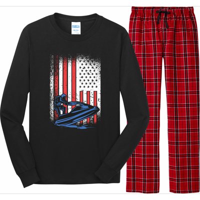 Jet Ski American Flag Jet Ski Lover Water Sports Gift Long Sleeve Pajama Set