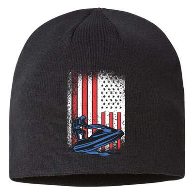 Jet Ski American Flag Jet Ski Lover Water Sports Gift Sustainable Beanie