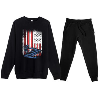 Jet Ski American Flag Jet Ski Lover Water Sports Gift Premium Crewneck Sweatsuit Set