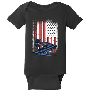 Jet Ski American Flag Jet Ski Lover Water Sports Gift Baby Bodysuit