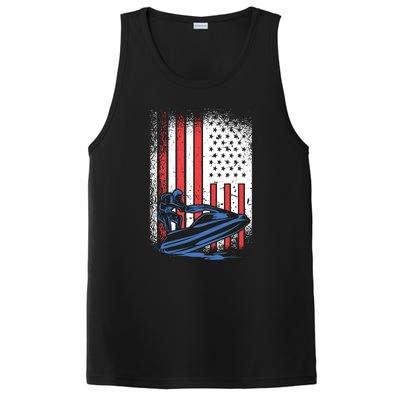 Jet Ski American Flag Jet Ski Lover Water Sports Gift PosiCharge Competitor Tank