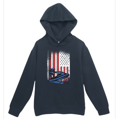 Jet Ski American Flag Jet Ski Lover Water Sports Gift Urban Pullover Hoodie