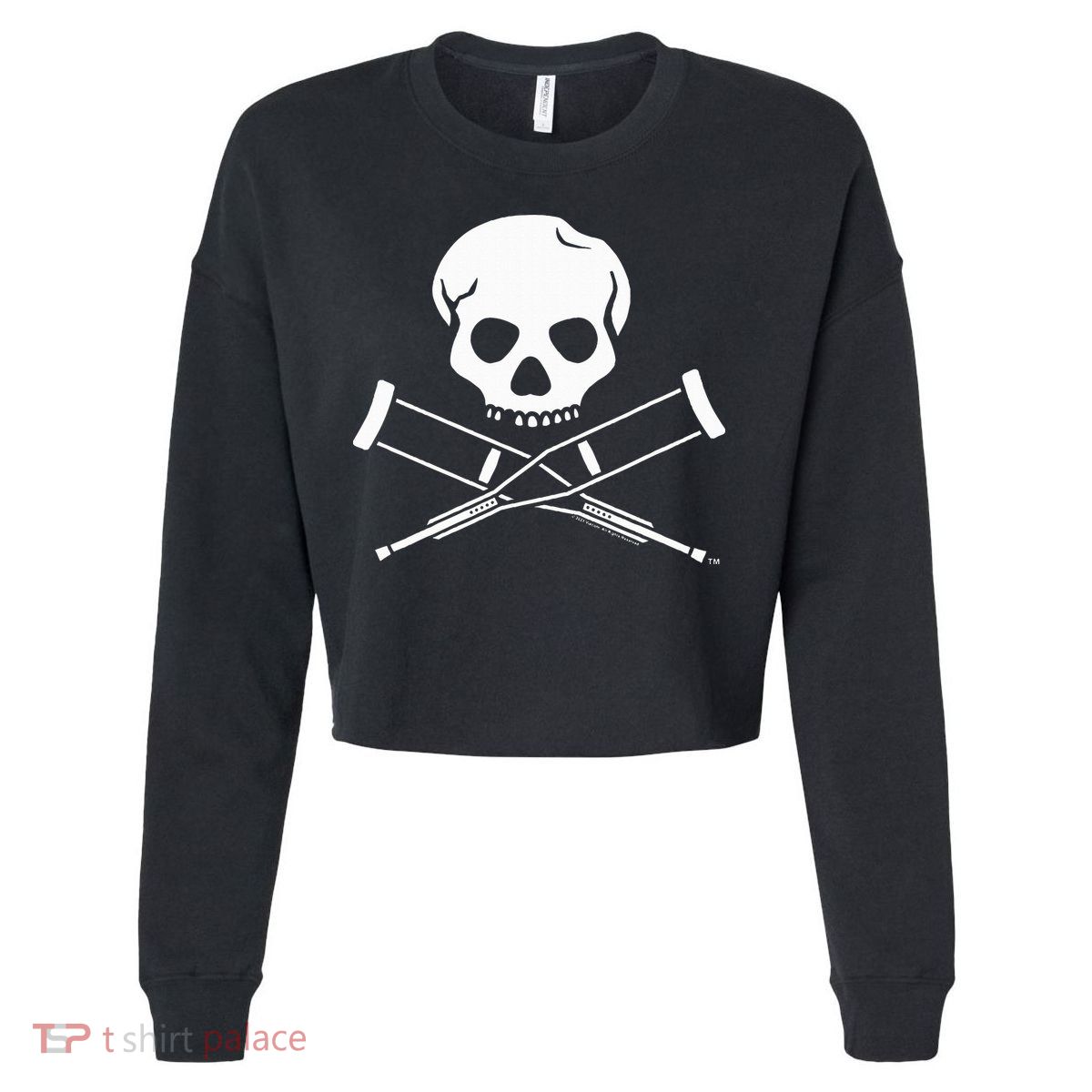 Jackass Skull And Crutches Cropped Pullover Crew