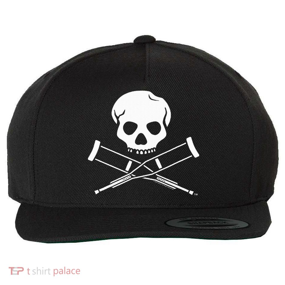 Jackass Skull And Crutches Wool Snapback Cap