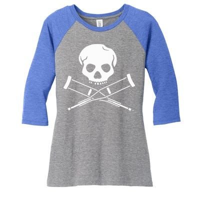 Jackass Skull And Crutches Women's Tri-Blend 3/4-Sleeve Raglan Shirt
