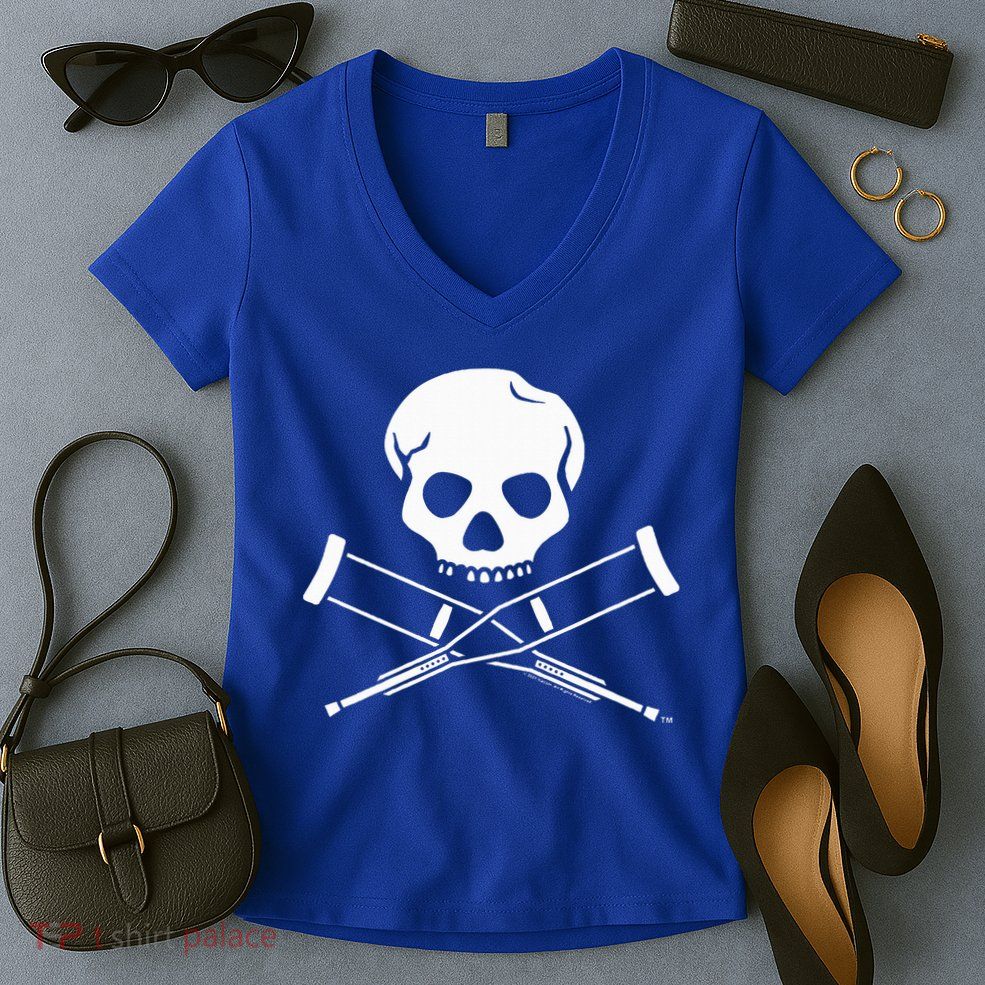 Jackass Skull And Crutches Women's V-Neck T-Shirt